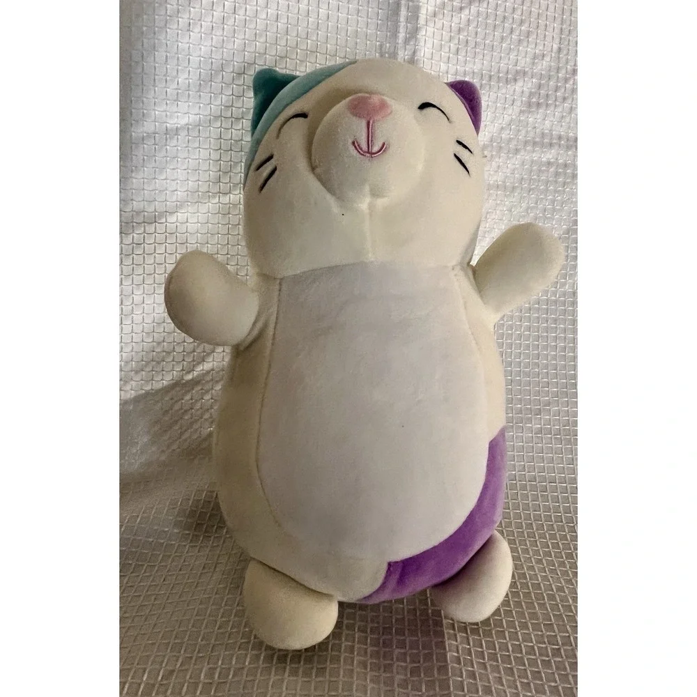 Squishmallows Hug Mees Cat Plush Doll White Purple Teal